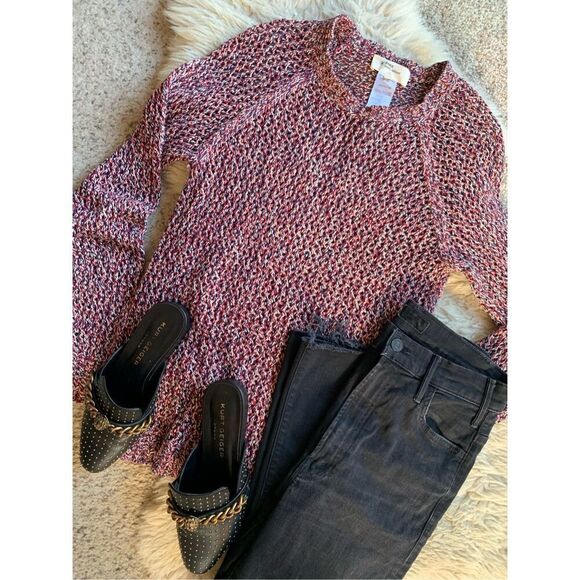 Isabel Marant Étoile Open‎ Knit Cotton Crewneck Sweater Red Multi Size XS - Picture 12 of 12